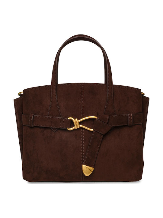 Leather Women's Shopper Bag Suede Brown