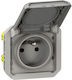 Legrand Plexo Double External Power Socket with Automatic Terminals Grey