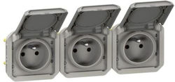 Legrand Plexo Triple Power Socket Grey Legrand Plexo Triple Power Socket Grey