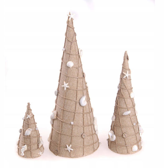 Christmas Decorative Plastic Beige Tree 3 Pieces