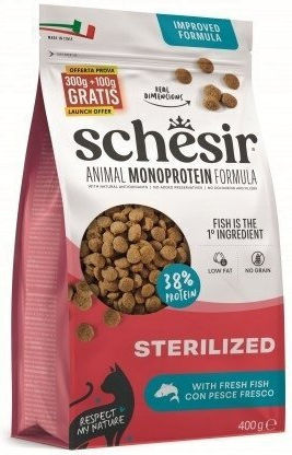 Schesir Dry Cat Food for Neutered Cats with Fish 0.4kg