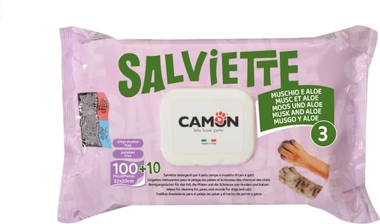 Camon Șervețele de Curățare pentru Animale de Companie Aloh Vera Musk 100+10 Bucăți