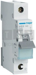 Hager Automatic Circuit Breaker 10A Single Pole AC