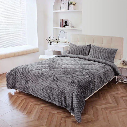 To megalo pazari Bettbezug Set Übergröße 240x220cm Grau 3 Stück To megalo pazari Bettbezug Set Übergröße 240x220cm Grau 3 Stück