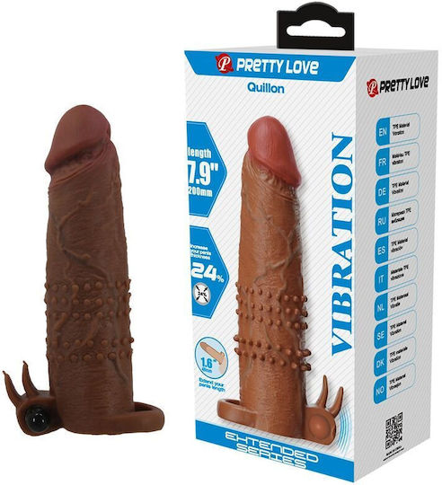 Pretty Love Penis Extension with Vibration Brown 20cm