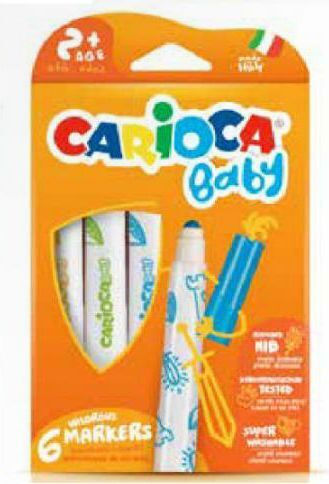 Carioca Μαρκαδόροι Ζωγραφικής Νερού 7mm Χονδροί Σετ 6 Χρώματα