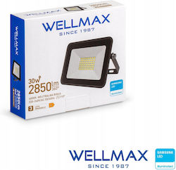 Wellmax Προβολέας 30W Στεγανός 4000K