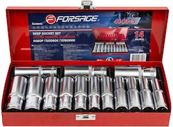 Forsage Σετ Βαθιές Καρυδάκια 1/2" 14 Τεμάχια 11-30mm 6-γωνικά Forsage Σετ Βαθιές Καρυδάκια 1/2" 14 Τεμάχια 11-30mm 6-γωνικά