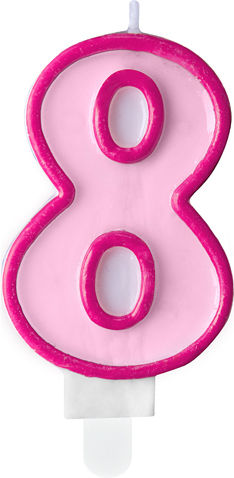 Pink 8 Geburtstagskerzen 7 cm Höhe