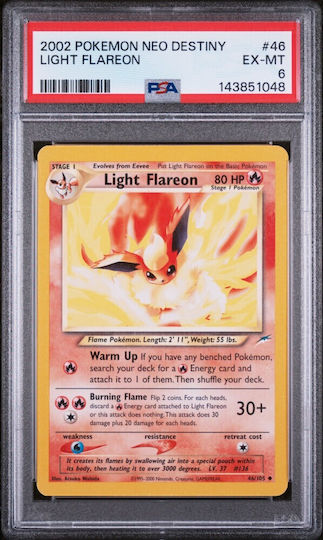 Pokemon Light Flareon, Neo Destiny 2002 #046/105 - PSA EX-MT 6 Graded - Non Holo Single Card (EN)