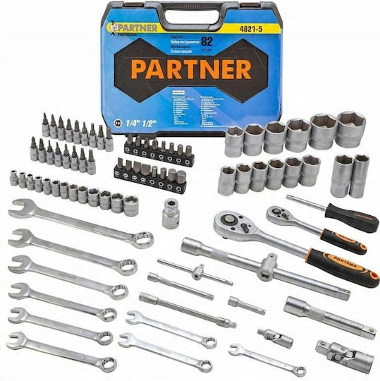 Partner Clichet cu chei tubulare 1\2" & 1\4" 82 bucăți
