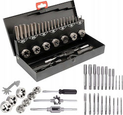 Bituxx Set Handgewindebohrer und Gewindeschneider 32 Stück M3-m12 Metallische Tasche