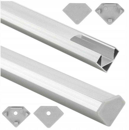 Ecolight LED-Streifen Aluminiumprofil Ecke Ec20621 2 m Eloxiertes Aluminium Milchglasabdeckung