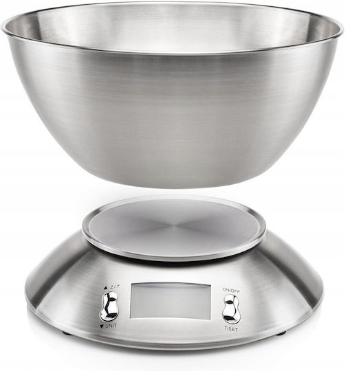 LTC Audio Digitale Küchenwaage mit Eimer bis 5kg Silber