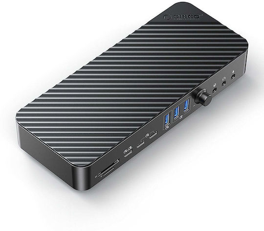 Orico 22-in-1 USB-C Докинг Станция с HDMI 4K PD Ethernet и Свързване 4 Монитора Черен