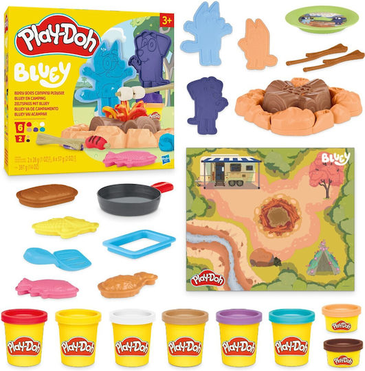 Hasbro Play-Doh Комплект Тесто за моделиране Пластелини Bluey Goes Camping с 6 Цвета за 3+ Години