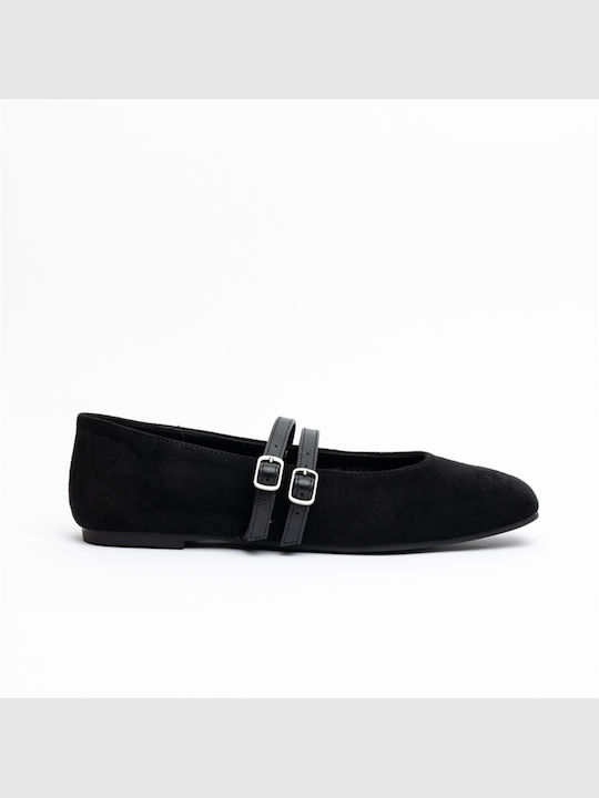 Women's Ballerina Shoes with Strap Black