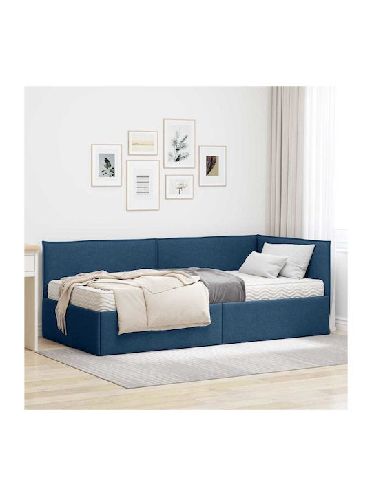 Einzelbett Mit Samt Blau Mit Lattenrost & Matra...