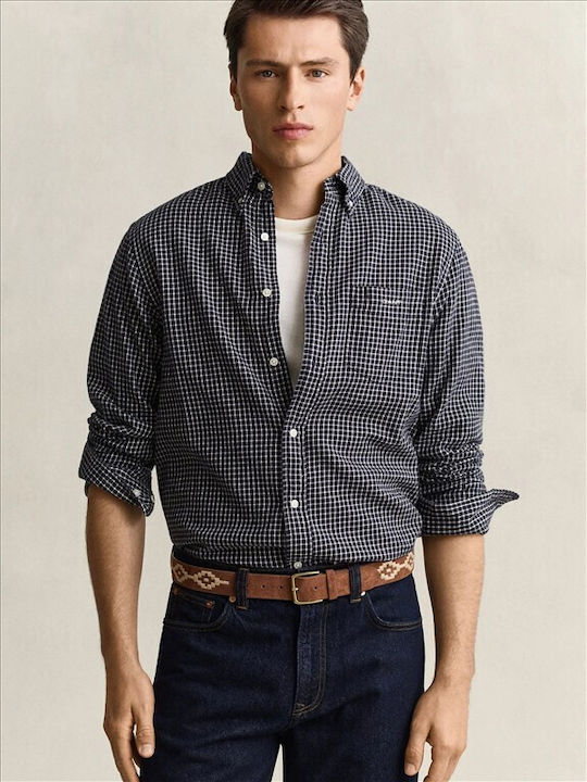 Gant Φανελένιο Πουκάμισο Regular Fit Μπλε