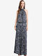 Women's Sleeveless Blouse with Neck Tie Blue