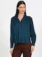 Damen Bluse mit V-Ausschnitt Petrol