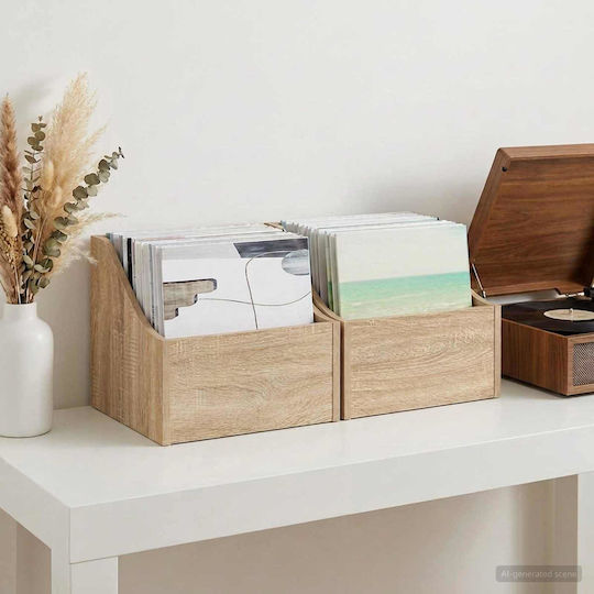 vidaxl Vinyl Aufbewahrung & Transport Lp Box 2 Stück Sonoma Eiche 37 x 33 x 32 cm Bearbeitetes Holz