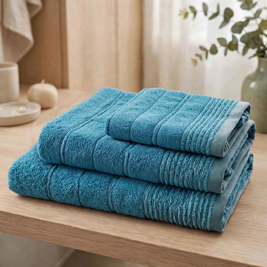Isadore Lorraine Set of Bath Towels 3 pcs Petrol Blue Weight 500gsm