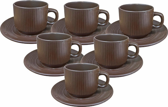 Sidirela E2834 Set Tassen aus Porzellan Braun 210ml E-2834 12 Stück