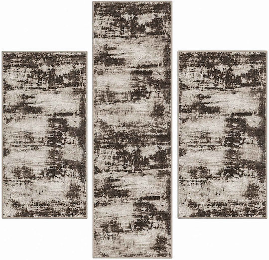 Diva Hl298a Modern Bedroom Rug Set Cream Brown 3 Pieces