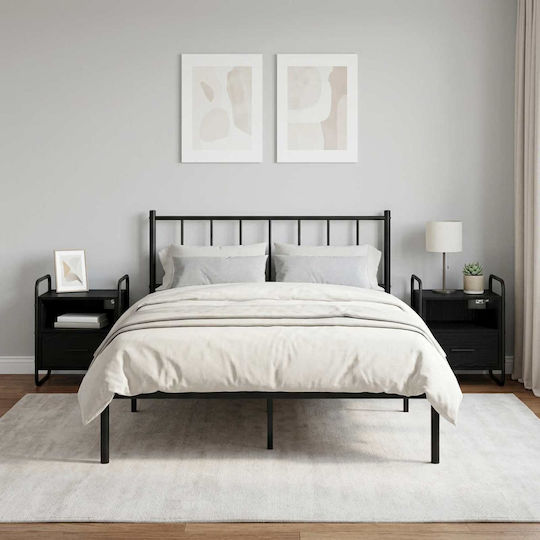 Wooden Black Bedside Tables 2 Pieces 40x30x50cm