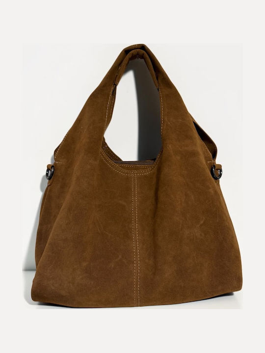 Women's Suede Tabac Brown Handbag