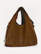 Women's Suede Tabac Brown Handbag