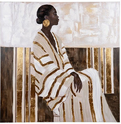 Canvas Painting Woman White Gold 100x3.5x100cm 812-20087 Estheti 812-20087