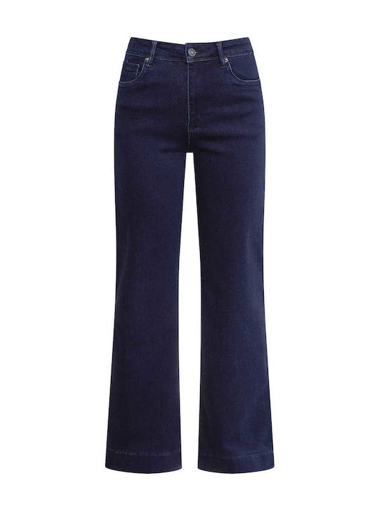Celestino Γυναικείο Τζιν Wide Leg Βαμβάκι Loose Fit Σκούρο Μπλε