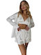 La Lolita Amsterdam Sommer Damen Schlafanzug Set Weiß Ashlyn