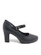 Pumps mit Plateau mit Riemchen & Mittelhohem Absatz Schwarz