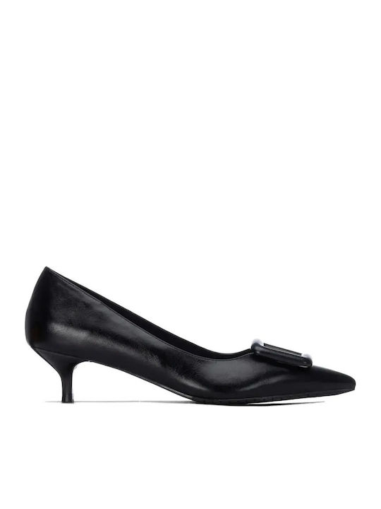 Xti Leder Pumps mit Mittelhohem Absatz Schwarz