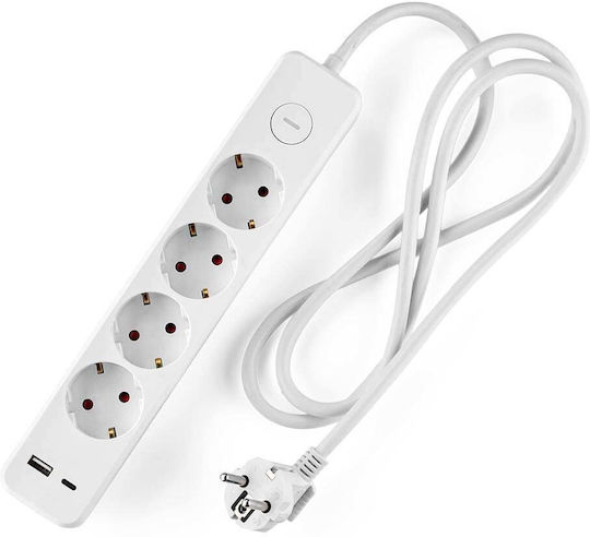 Muhler Steckdosenleiste mit 4 USB-A und Schalter