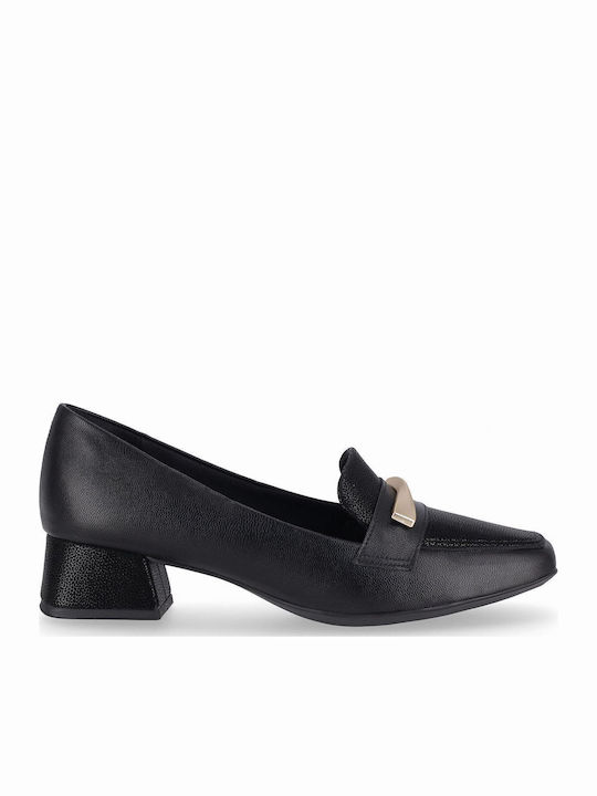 Loafer Γόβες με Χοντρό Χαμηλό Τακούνι Μαύρες