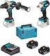 Makita DLX2590TJ Σετ Δραπανοκατσάβιδο & Μπουλονόκλειδο 18V με 2 Μπαταρίες 5Ah και Θήκη με Φορτιστής