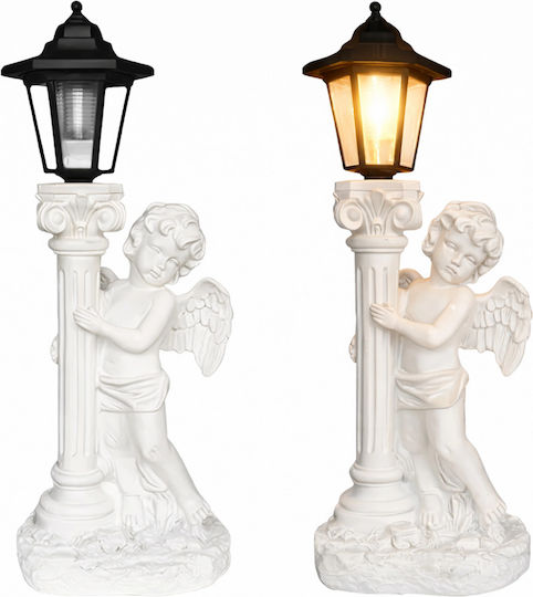 Lampă Solară Led pentru Cimitir și Grădină Ubx Inger 300 Mah Senzor Crepuscular Rășină 20 × 14.5 × 49 Cm Albă