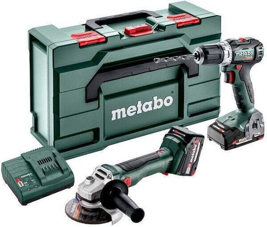 Metabo 685233000 Σετ Γωνιακός Τροχός & Δραπανοκατσάβιδο Brushless 18V με 2 Μπαταρίες 2Ah - 4Ah και Θήκη με Φορτιστής