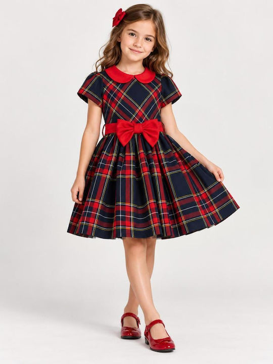 Rochie de fete din tulle în carouri Navy