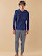 Noidinotte Summer Checked Men's Cotton Pyjamas Blue/Grey