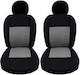 Front Seat Covers Fabric Prime Black-Grey Pair 6 Pieces 11704