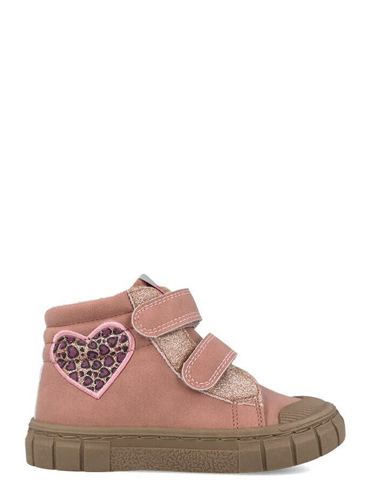 Anatomic Kids Barefoot Ankle Boots with Hoop & Loop Closure Pink