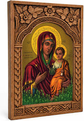 Panagia Myrtidiotissa Wooden Carved Frame Myrofyllo 16cm