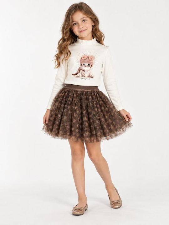 Kids Tulle Skirt Brown