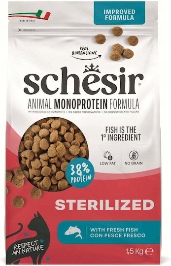Schesir Monoprotein Dry Cat Food For Neutered Cats With Fish 1.5kg