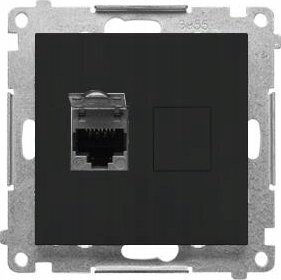 Kontakt-Simon Single External Network Socket RJ45 Cat6 Type in Black Colour T61.01/149